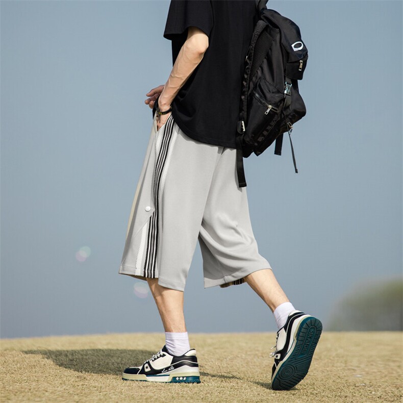 2025夏季新款针织面料蕾丝花边休闲短裤宽松七分裤2555特批41控78,男装牛仔裤,电商C305A