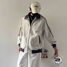抖音得物高品质美式高街重磅结构设计拼接织带立领卫衣外套CM42，男装卫衣，电商A486