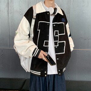 日系ins撞色口袋夹克宽松休闲棒球服潮牌秋季工装外套 W1360-P65图片