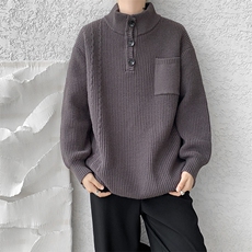 8XL-M特大码冬季立领毛衣纽扣高级设计感情侣?袖毛衫MY1208P65，男装针织衫/毛衣，电商D206-1