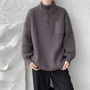 8XL-M 特大码冬季立领毛衣纽扣高级设计感情侣?袖毛衫MY1208P65图片