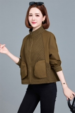 时尚百搭短款外套女2024秋季新款休闲立领棒球服拼接宽松夹克上衣，女装短外套，魅影