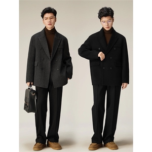 男西装外套毛呢双排扣西服正装新郎结婚礼服大码S-5XL JAK26 P77图片