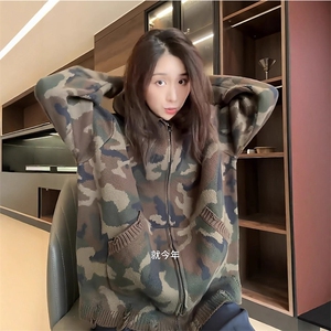 慵懒风迷彩毛衣男女 cp232-特p80图片