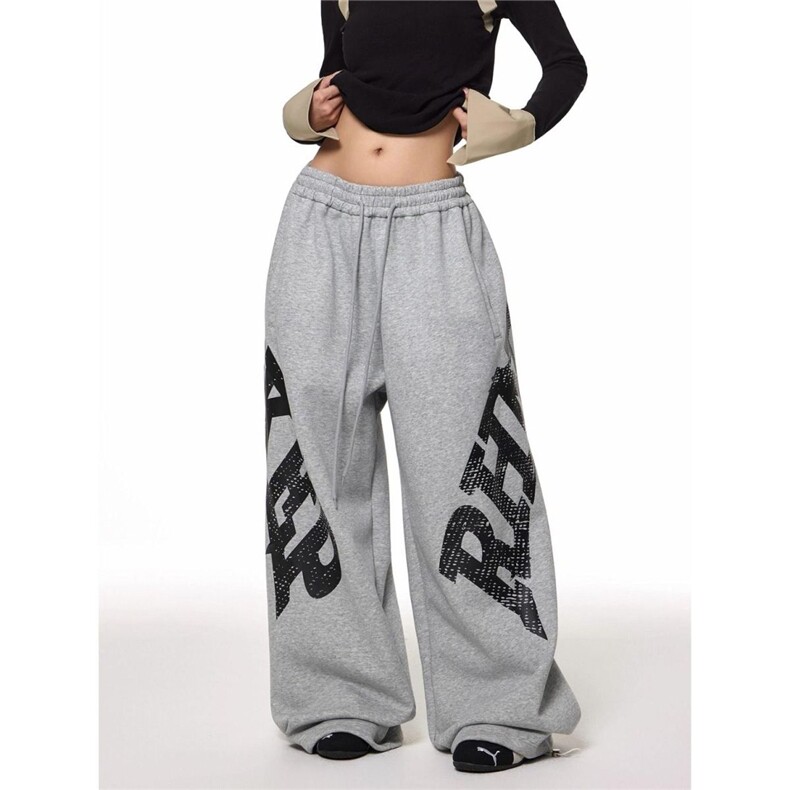 1506-1/KC081/P60美式覆古做旧字母印花抽绳卫裤宽松休闲百搭男女，男装休闲裤，星座1506-1