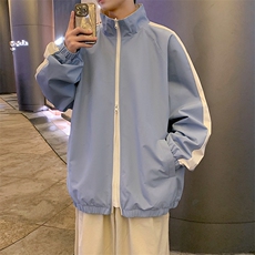 港风秋季新款宽松夹克男撞色立领上衣两面穿外套MYJ24-7907-P65，男装夹克，星座717