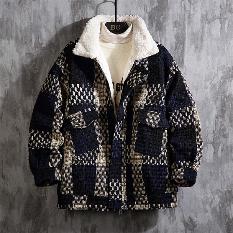 港风羊羔毛棉衣男大码休闲上衣潮牌冬季加厚外套M16P120控158，男装棉衣，电商A157