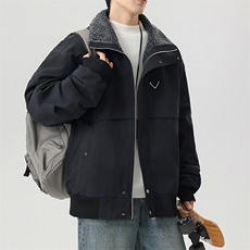 加绒外套男款2025冬季新款加厚保暖工装防风夹克立领JR2151-P110，男装夹克，星座210-1