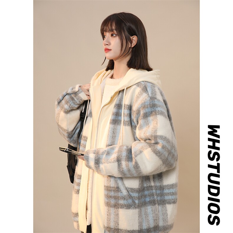 XZ225-2-20909-P135 控158复古毛呢大衣小香风假两件外套棉衣棉服图片