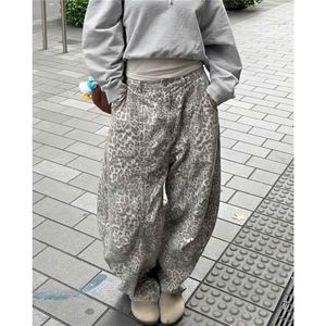 美式豹纹直筒裤男女复古潮牌小众休闲裤废土风宽松显瘦裤子N15044图片