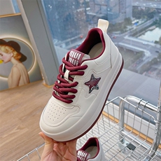 真皮星星板鞋女2024秋冬新款厚底百搭小白鞋潮流休闲鞋女舒适单鞋，女鞋休闲鞋，电商A223