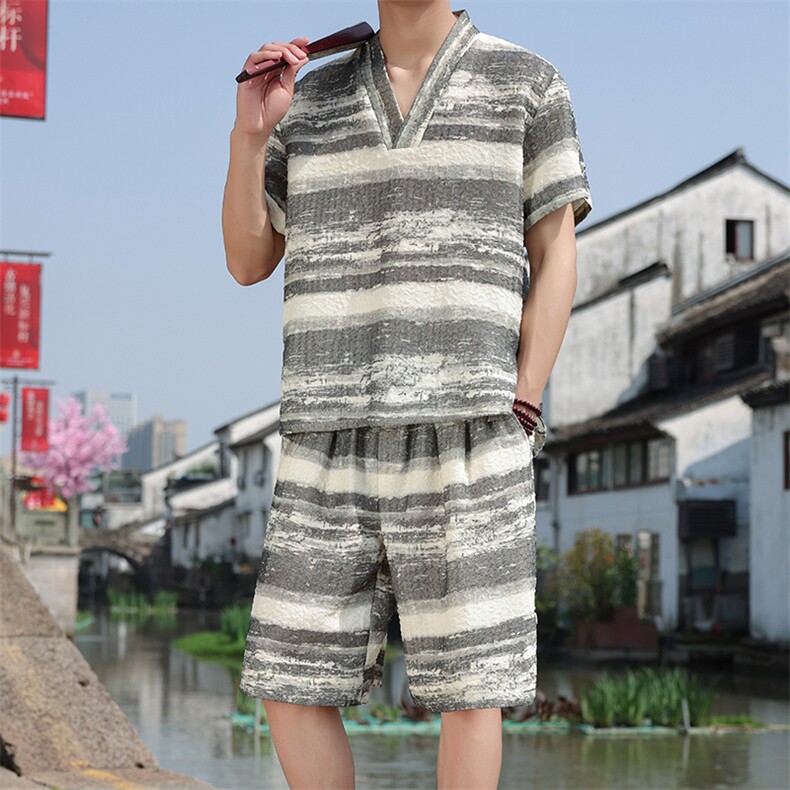 2025夏季新款风男装新中式盘扣休闲套装短袖+短裤A96-P105,男装休闲套装,电商B277(原6028)