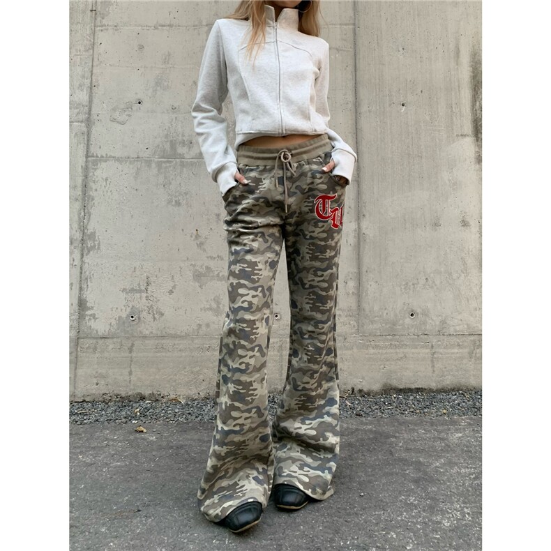 美式复古迷彩微喇卫裤男女宽松嘻哈舞休闲运动裤子，男装休闲裤，星座1210-1