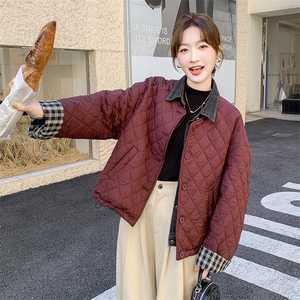 韩版气质牛仔拼接轻薄款棉服女2025冬季新款显瘦加厚短款棉衣棉袄