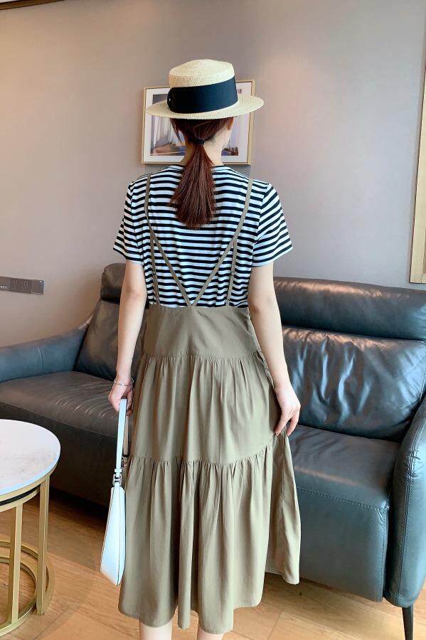 韩式休闲背带裙，女装，水锦红