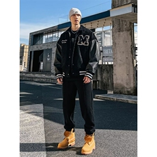 W10314-P65网图现货文艺棒球服外套宽松复古夹克简约潮流原宿，男装夹克，星座1608