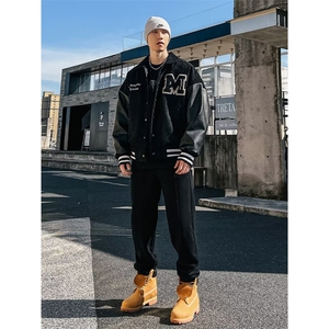 W10314-P65 网图现货 文艺棒球服外套宽松复古夹克简约潮流原宿图片