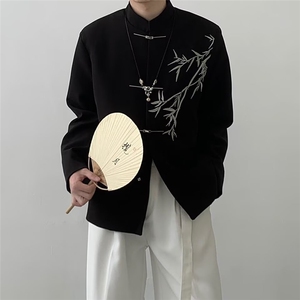 竹刺绣订婚礼西服风本命红新中式西装外套大码S-5XL JK0028 P60图片
