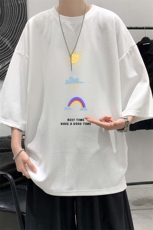 Q11141-P30春夏季七分袖t恤男大码五分袖男短袖中袖大皂风，男装T恤，电商A040