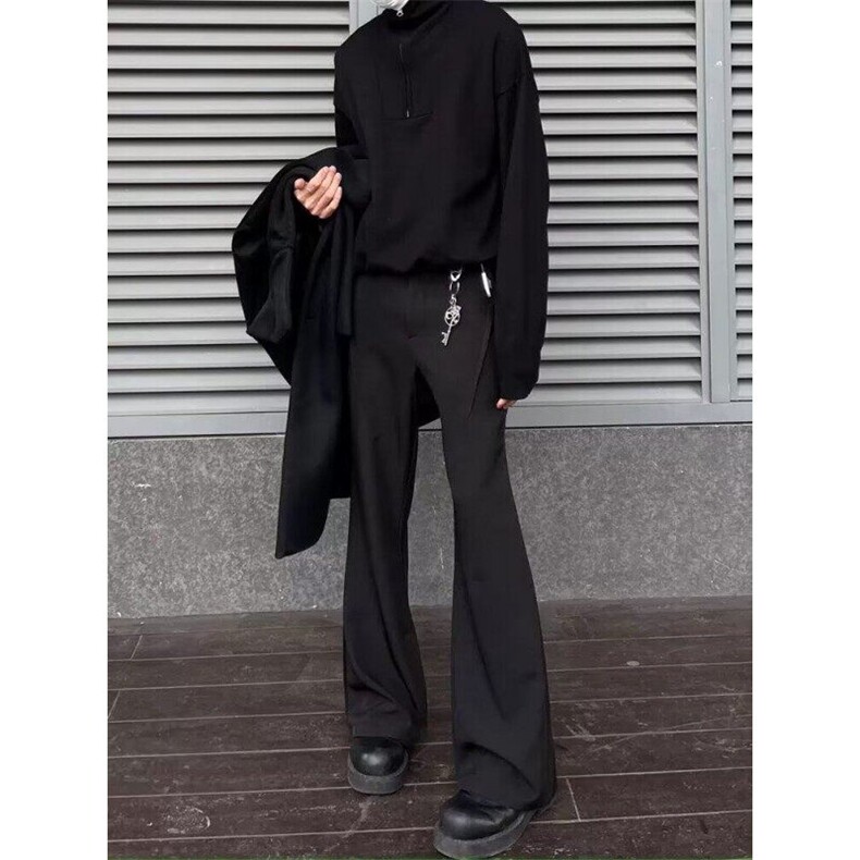 W9252-P38网图现货春季新款微喇休闲西裤直筒宽松坠感长裤,男装西裤,星座1608-2