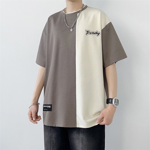 冰氧仿棉短袖港风白墙夏季休闲百搭撞色拼接男上衣TC3155-P23控48图片
