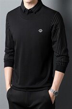 YZ-D829男式2023秋季新款长袖T恤男韩版假两件休闲男装体恤P63，男装T恤，电商B360