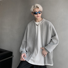 !棒球领双拉链开衫针织毛衣男xh16-特p55，男装针织衫/毛衣，电商B367