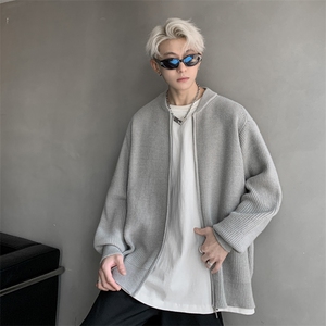 ! 棒球领双拉链开衫针织毛衣男 xh16-特p55图片