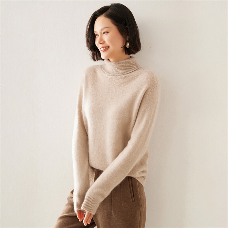 2024秋季新款女士高领长袖短款套头35%羊绒衫，女装羊绒衫，澳煜绒