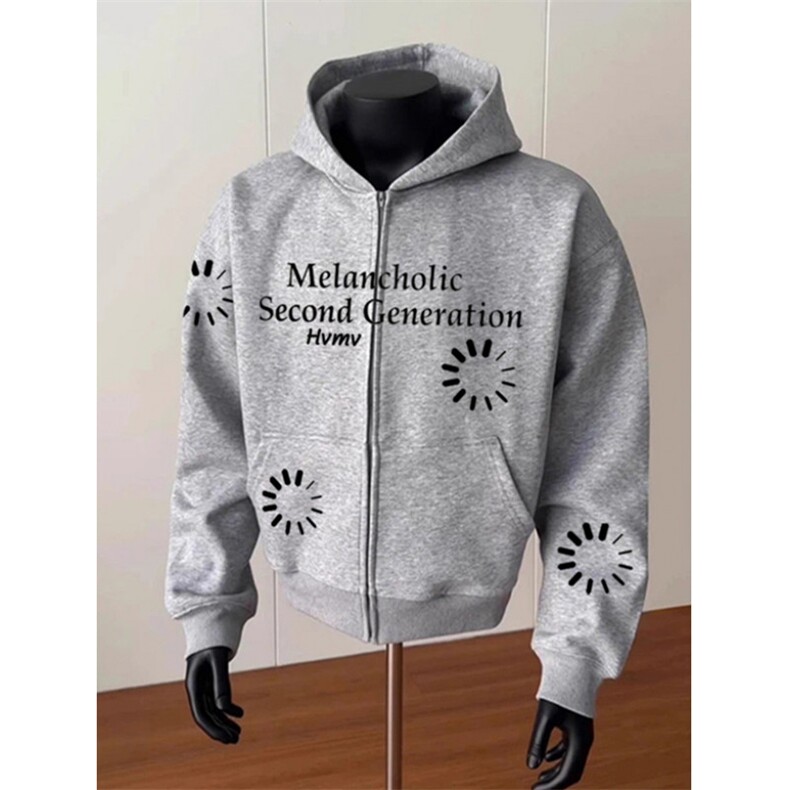 美式复古连帽卫衣男女同款字母印花情侣开衫外套宽松WY02，女装短外套，星座1116A（原606A-3）