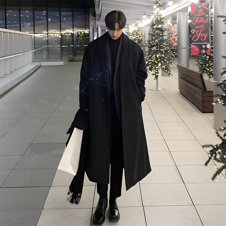 超长款秋冬韩版毛呢大衣宽松高级感潮流外套DY0017P125，男装毛呢大衣，星座1004（原星座815-3）
