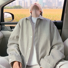 ！2025春季新款男士条纹衬衫重磅简约衬衣CS02特P50，男装衬衫，电商B220