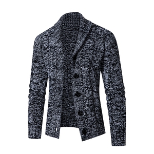 秋冬时尚翻领长袖修身针织衫男士大码外套开衫毛衣Men's knitwear图片