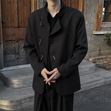 初秋小众垫肩立领新中式西装结婚礼服登记时髦纽扣中山装外套大码，男装西服套装，星座909