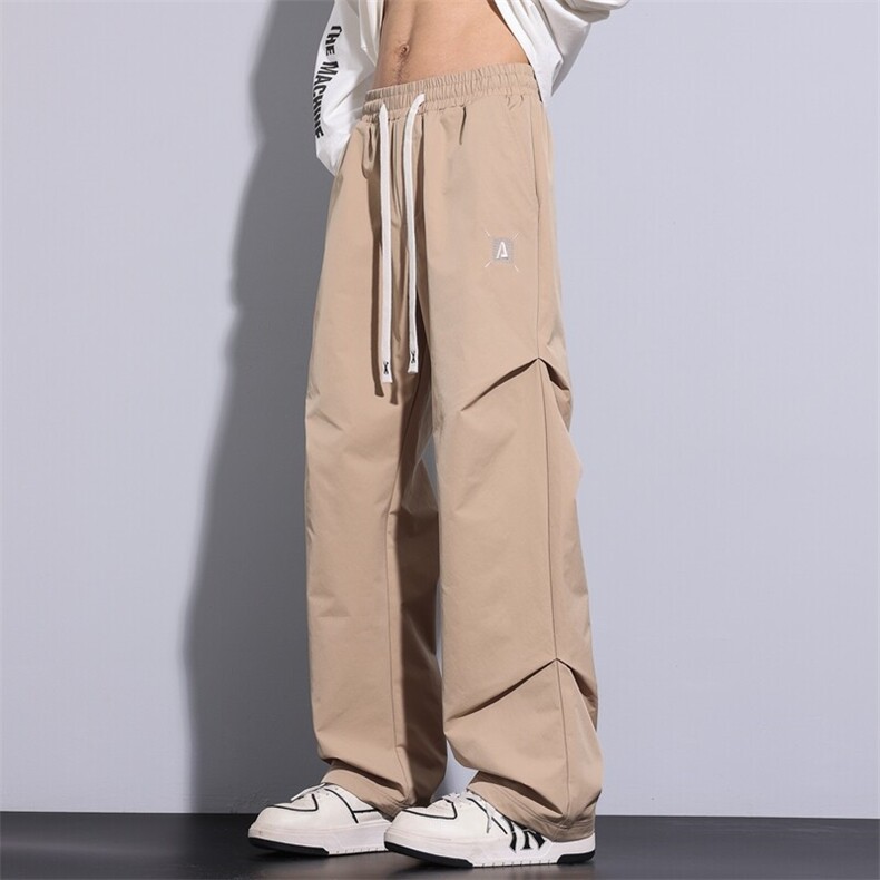 春季潮流美式高街垂感褶皱设计宽松直筒长裤A436-857-P35,男装休闲裤,电商A436