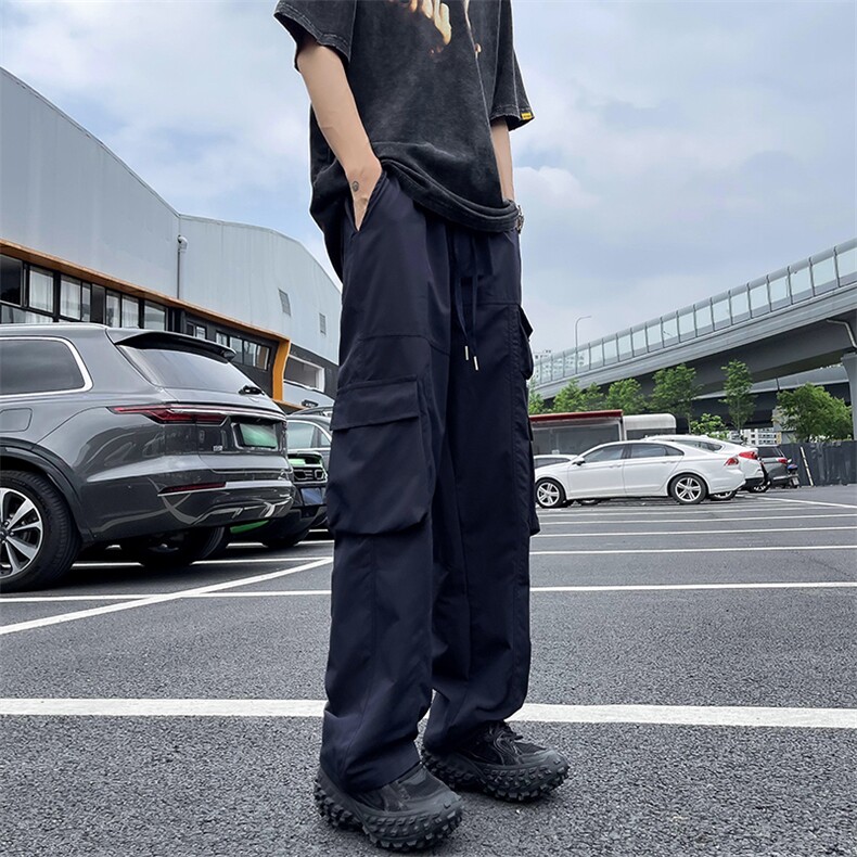 春秋季复古速干多口袋工装裤男款宽松休闲百搭直筒裤图片
