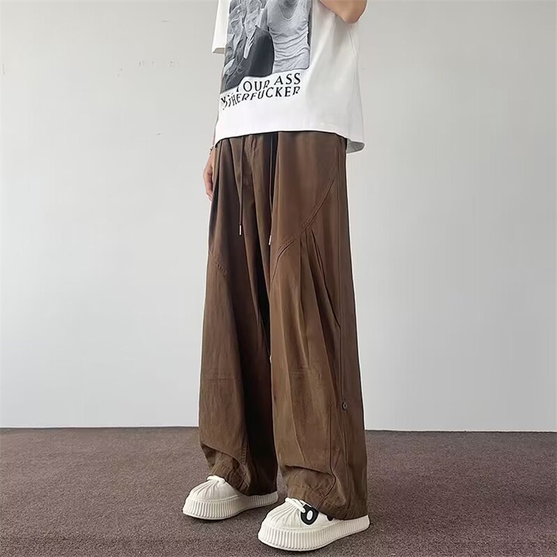 日系复古纯色宽松工装裤阔腿百搭设计感休闲长裤子男A8866-p48,男装工装外套,星座1008