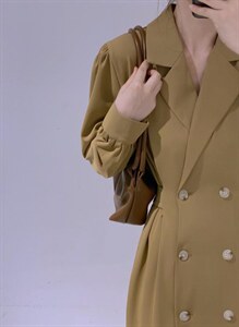 韩系双排扣长裙,其它,驿谷