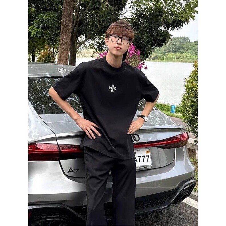 暗黑系宽松短袖T恤索罗那印花T恤衫D328-T25110-P28,男装T恤,电商D328