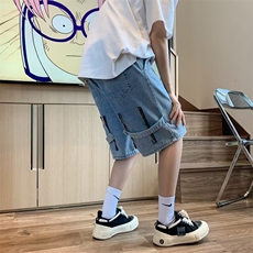 牛仔短裤男韩版潮流高街帅复古2024夏季新款ins五分裤RK1559-P37，男装牛仔裤，星座412-2