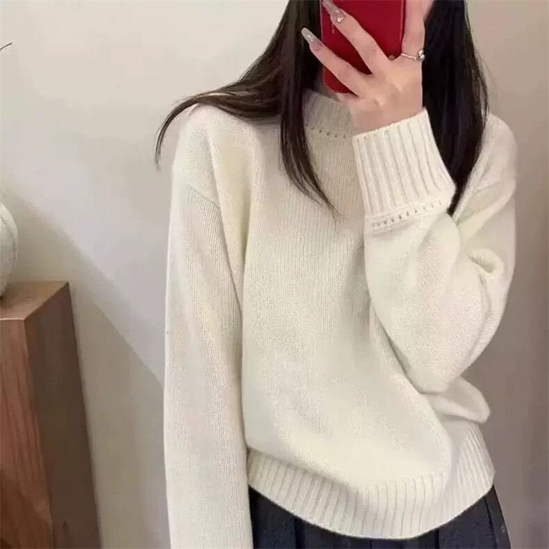 2025年秋季时尚百搭通勤简约休闲圆领镂空羊毛衫,女装羊毛衫,秋虹羊绒