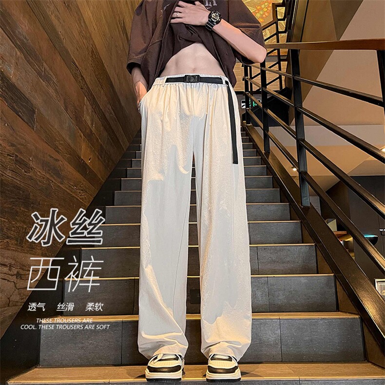 夏季潮流百搭美式复古腰带休闲裤男宽松阔腿西裤-A1045TP45控68,男装西裤,电商B241