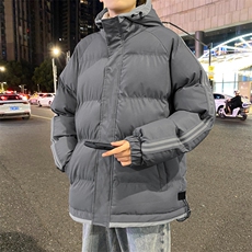 港风冬季新款连帽棉服中性情侣风潮牌百搭外套333-P85，男装棉衣，星座717