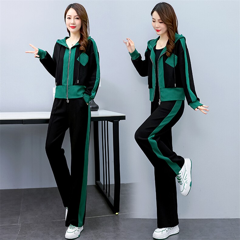 2023新款春秋季大码休闲套装女洋气减龄妈妈卫衣运动服两件套,女装套装/套裙,妙形