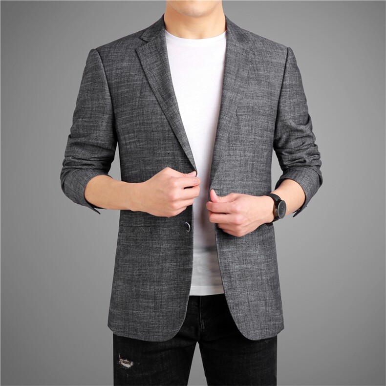 春秋棉麻薄款西深灰亚麻西服外套男装M-4XL模灰底6825,男装西服,电商D326B（原电商D310-1）