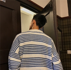 韩版小清新条纹海魂衫毛衣男秋冬宽松情侣套头针织衫T013，男装针织衫/毛衣，星座1501