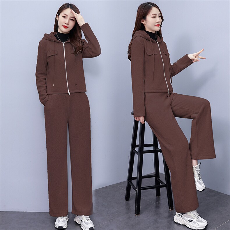 2023秋冬新款加绒加厚时尚度套装开衫,女装运动套装,凯瑟曼
