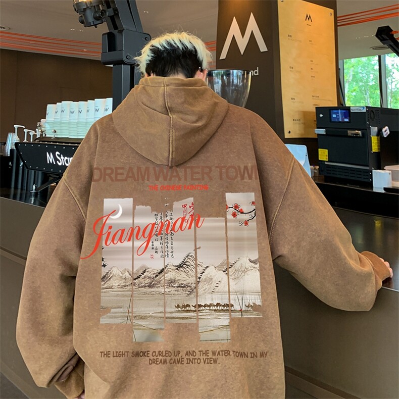 美式潮牌重磅水洗做旧连帽卫衣力推大码男XZ517A-2-Y7745-P68图片