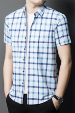 BGW-Q9825男士夏季新款短袖衬衣百搭青年休闲衬衫修身免烫，男装衬衫，电商B360