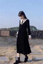 2021秋冬连衣裙金丝绒蕾丝拼接连衣裙，女装连衣裙，妍舞飞扬